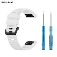 Λουράκι Σιλικόνης Stripe Band Sonique για Garmin Fenix 5/5 Plus/6/6 Pro/7/Sapphire/EPIX gen2/Descent G1/forerunner 935/945/955 Λευκό