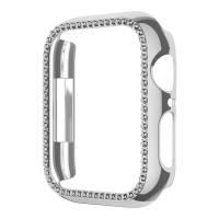 Θήκη Προστασία Luxury Diamond PC + Tempered Glass Sonique για Apple Watch 7/8/9 41mm Ασημί