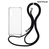 Θήκη Σιλικόνης με Κορδόνι Sonique Armor Clear Honor 20 / Nova 5T Μαύρο