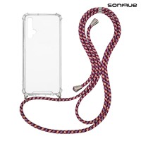 Θήκη Σιλικόνης με Κορδόνι Sonique Armor Clear Honor 20 / Nova 5T Rainbow Μπορντό