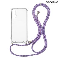 Θήκη Σιλικόνης με Κορδόνι Sonique Armor Clear Honor 20 / Nova 5T Rainbow Λιλά