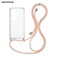 Θήκη Σιλικόνης με Κορδόνι Sonique Armor Clear Huawei P50 Pro Ροζ Σατινέ