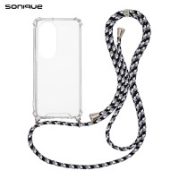 Θήκη Σιλικόνης με Κορδόνι Sonique Armor Clear Huawei P50 Pro Rainbow Μαύρο