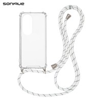 Θήκη Σιλικόνης με Κορδόνι Sonique Armor Clear Huawei P50 Pro Rainbow Λευκό