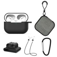 Σετ 5 σε 1 Sonique Soft Touch  για AirPods Pro Μαύρο