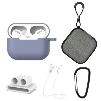 Σετ 5 σε 1 Sonique Soft Touch  για AirPods Pro Μπλε Γκρι