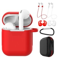 Σετ 7 σε 1 Sonique Soft Touch για AirPods 1/2 Κόκκινο
