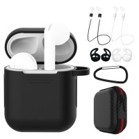 Σετ 7 σε 1 Sonique Soft Touch για AirPods 1/2 Μαύρο