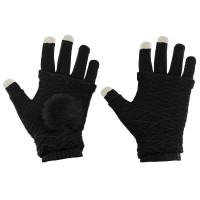 Γάντια Touchscreen 2in1 Striped and Fingerless one size Μαύρο