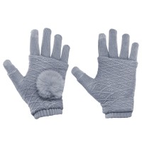 Γάντια Touchscreen 2in1 Striped and Fingerless one size Γκρι