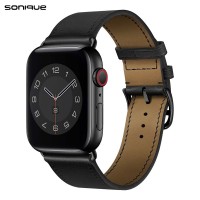 Λουράκι Δερμάτινο Hermes Leather Sonique για Apple Watch (38/40/41MM) Μαύρο