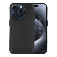 Θήκη Σιλικόνης Sonique Carbon Brushed Apple iPhone 15 Pro Μαύρο