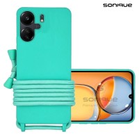 Θήκη Σιλικόνης με Κορδόνι CarryHang Sonique Xiaomi Redmi 13C 4G / Redmi 13C 5G / Poco C65 4G Γαλάζιο