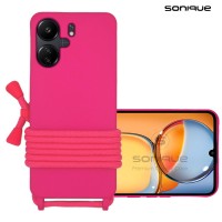 Θήκη Σιλικόνης με Κορδόνι CarryHang Sonique Xiaomi Redmi 13C 4G / Redmi 13C 5G / Poco C65 4G Φούξια