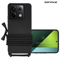 Θήκη Σιλικόνης με Κορδόνι CarryHang Sonique Xiaomi Redmi Note 13 Pro 5G / Poco X6 5G Μαύρο