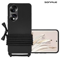 Θήκη Σιλικόνης με Κορδόνι CarryHang Sonique Honor 70 5G Μαύρο