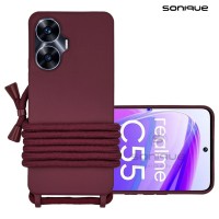 Θήκη Σιλικόνης με Κορδόνι CarryHang Sonique Realme C55 Μπορντό