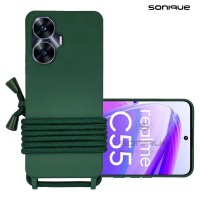 Θήκη Σιλικόνης με Κορδόνι CarryHang Sonique Realme C55 Πράσινο Σκούρο