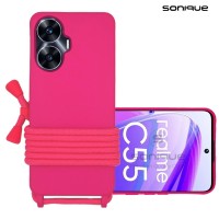 Θήκη Σιλικόνης με Κορδόνι CarryHang Sonique Realme C55 Φούξια
