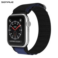 Λουράκι Nylon Alpine Loop Band Sonique για Apple Watch (38/40/41MM) Μαύρο / Σκούρο Μπλε