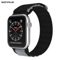 Λουράκι Nylon Alpine Loop Band Sonique για Apple Watch (42/44/45/49MM) Μαύρο / Γκρι