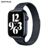 Λουράκι Stainless Steel Milanese Slim Sonique για Apple Watch (42/44/45/49MM) Μπλε Γκρι