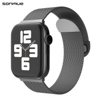Λουράκι Stainless Steel Milanese Classic Sonique για Apple Watch (42/44/45/49MM) Σκούρο Γκρι