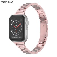 Λουράκι Stainless Steel Slim Bracelet Sonique Classic για Apple Watch (38/40/41MM) Ροζ Χρυσό