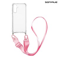 Θήκη Σιλικόνης με Strap Sonique Armor Clear Samsung Galaxy A35 5G Ροζ