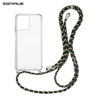 Θήκη Σιλικόνης με Κορδόνι Sonique Armor Clear Xiaomi Redmi 13C 4G / Redmi 13C 5G / Poco C65 4G Rainbow Πράσινο
