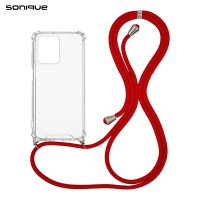 Θήκη Σιλικόνης με Κορδόνι Sonique Armor Clear Xiaomi Redmi Note 12 Pro Plus Κόκκινο