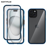 Μαγνητική Μεταλλική Θήκη 360° Full Protector Sonique για Apple iPhone 15 Μπλέ