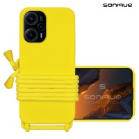 Θήκη Σιλικόνης με Κορδόνι CarryHang Sonique Xiaomi Poco F5 5G Κίτρινο