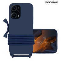 Θήκη Σιλικόνης με Κορδόνι CarryHang Sonique Xiaomi Poco F5 5G Μπλε Σκούρο