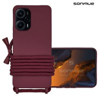 Θήκη Σιλικόνης με Κορδόνι CarryHang Sonique Xiaomi Poco F5 5G Μπορντό