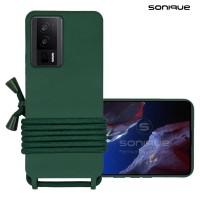 Θήκη Σιλικόνης με Κορδόνι CarryHang Sonique Xiaomi Poco F5 Pro 5G Πράσινο Σκούρο