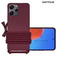 Θήκη Σιλικόνης με Κορδόνι CarryHang Sonique Xiaomi Redmi 12 4G / Redmi 12 5G Μπορντό