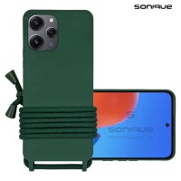 Θήκη Σιλικόνης με Κορδόνι CarryHang Sonique Xiaomi Redmi 12 4G / Redmi 12 5G Πράσινο Σκούρο