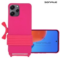 Θήκη Σιλικόνης με Κορδόνι CarryHang Sonique Xiaomi Redmi 12 4G / Redmi 12 5G Φούξια