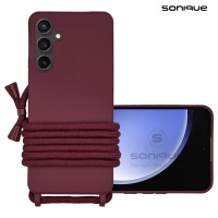 Θήκη Σιλικόνης με Κορδόνι CarryHang Sonique Samsung Galaxy S23 FE Μπορντό