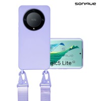 Θήκη Σιλικόνης με Strap CarryHang Sonique Honor Magic5 Lite 5G Λιλά