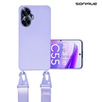 Θήκη Σιλικόνης με Strap CarryHang Sonique Realme C55 Λιλά