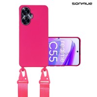 Θήκη Σιλικόνης με Strap CarryHang Sonique Realme C55 Φούξια