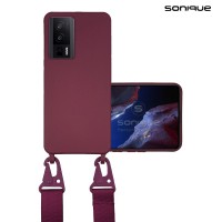 Θήκη Σιλικόνης με Strap CarryHang Sonique Xiaomi Poco F5 Pro 5G Μπορντό