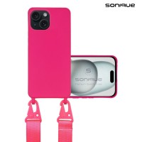 Θήκη Σιλικόνης με Strap CarryHang Sonique Apple iPhone 15 Φούξια