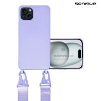 Θήκη Σιλικόνης με Strap CarryHang Sonique Apple iPhone 15 Plus Λιλά