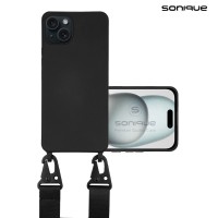 Θήκη Σιλικόνης με Strap CarryHang Sonique Apple iPhone 15 Plus Μαύρο