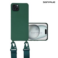 Θήκη Σιλικόνης με Strap CarryHang Sonique Apple iPhone 15 Plus Πράσινο Σκούρο