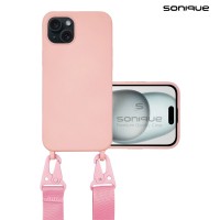 Θήκη Σιλικόνης με Strap CarryHang Sonique Apple iPhone 15 Plus Ροζ