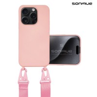 Θήκη Σιλικόνης με Strap CarryHang Sonique Apple iPhone 15 Pro Ροζ